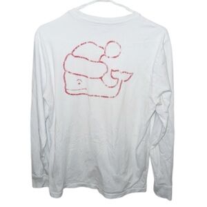 Vineyard Vines Vintage Christmas Red Whale Long-Sleeve Pocket Tee Sz XL